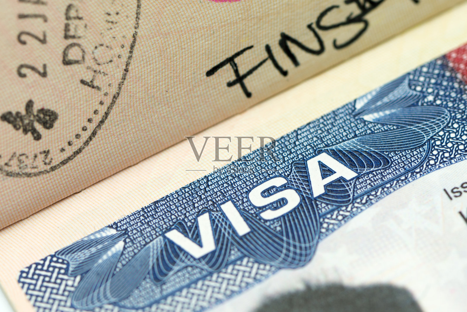 护照中的美国签证照片摄影图片
