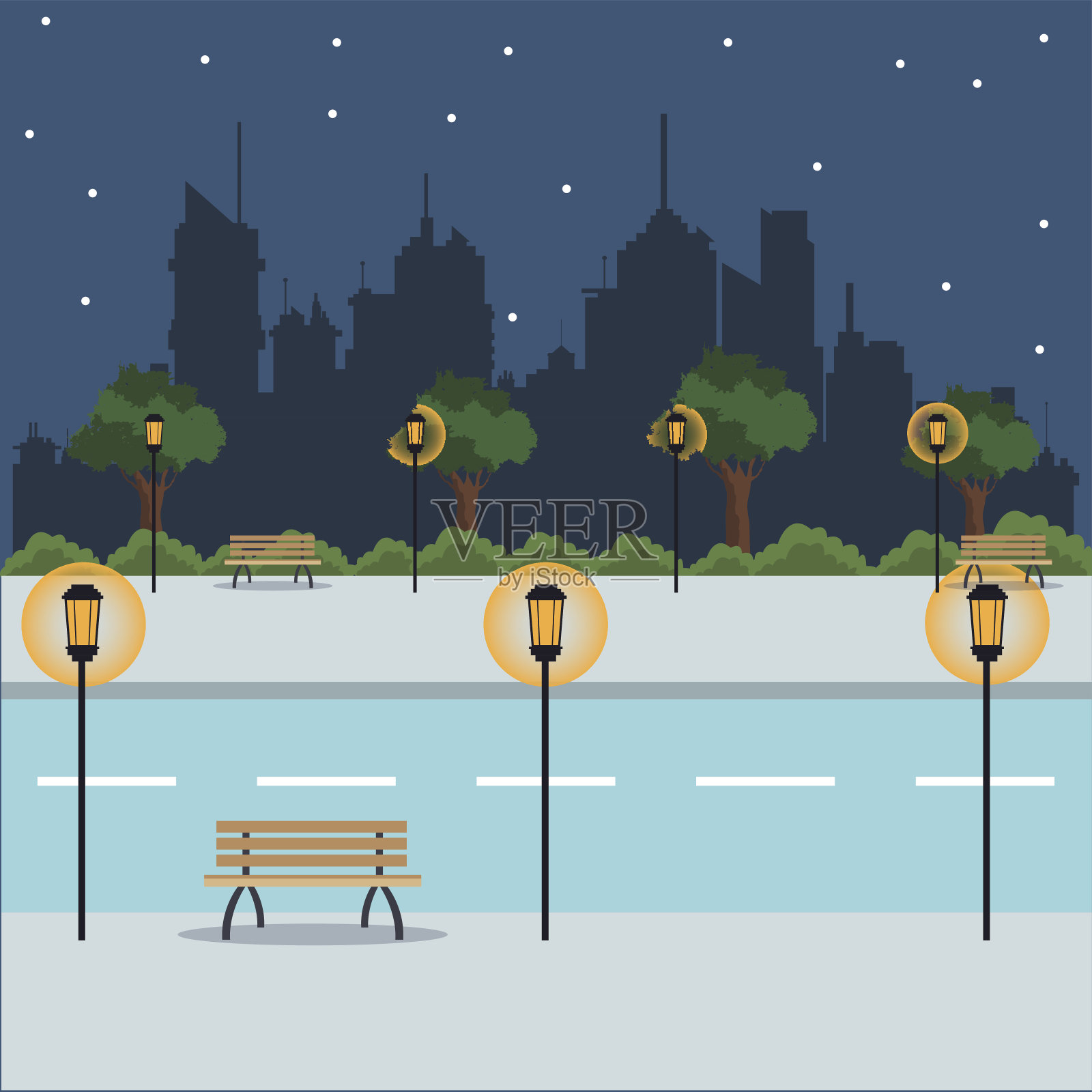 景观夜晚城市街道公园布伦奇设计元素图片