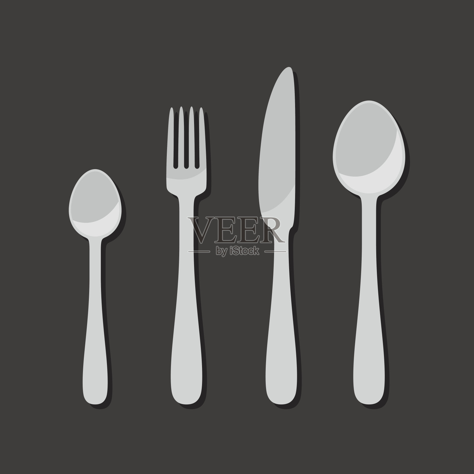 扁平风格的餐具图标插画图片素材