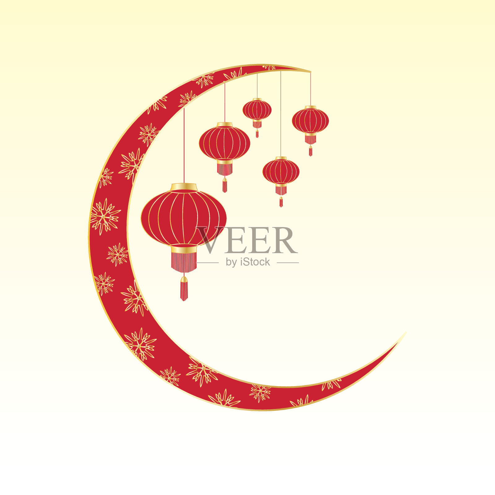 中国的春节。贺卡挂灯笼插画图片素材