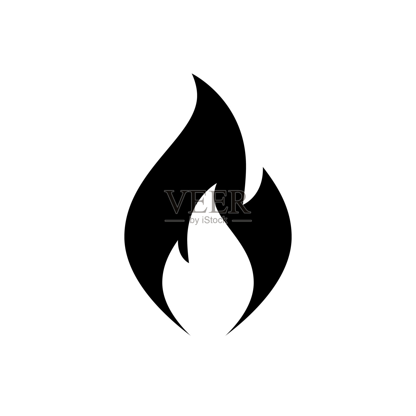 火灾火焰图标。黑色，极简图标孤立在白色背景。图标素材