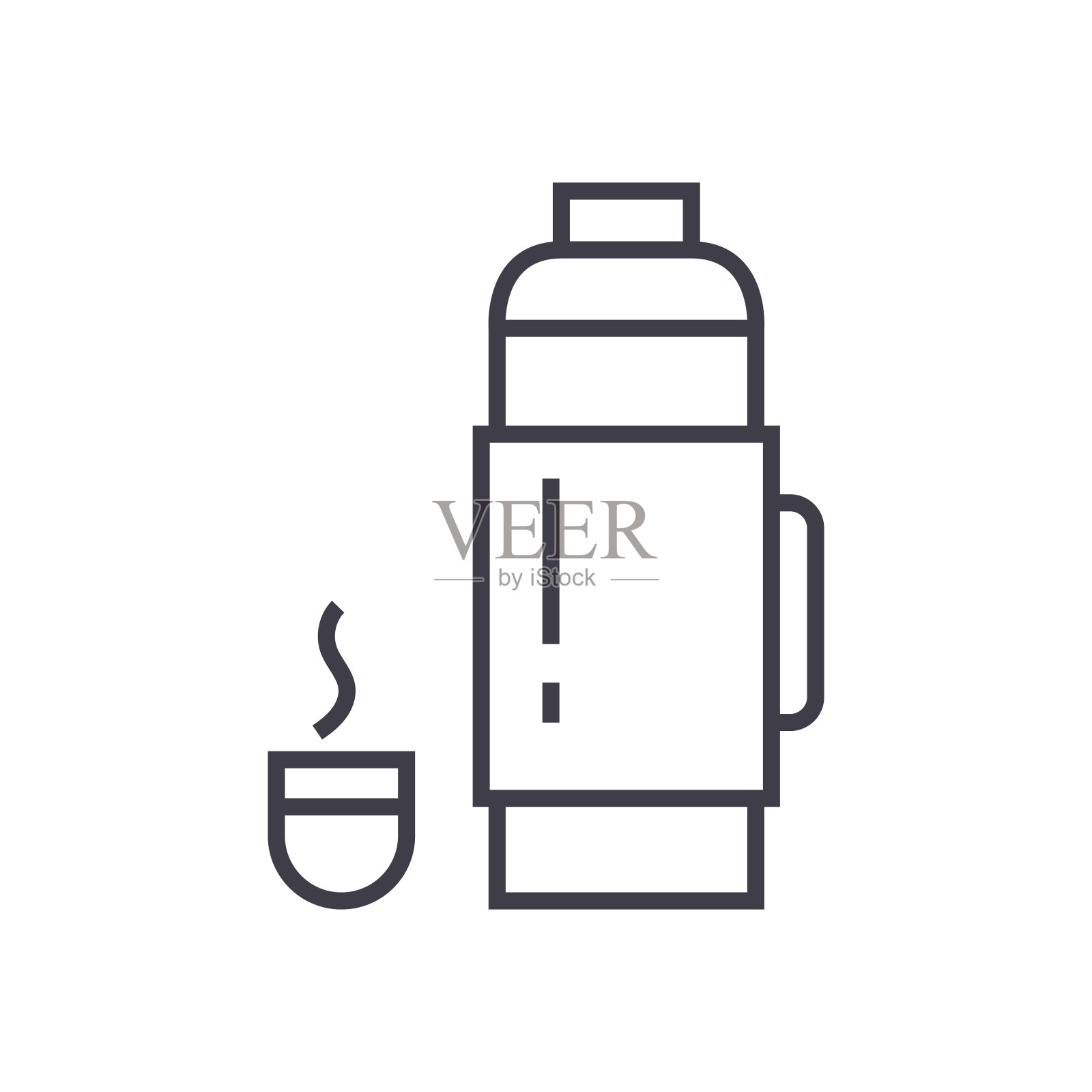 热水瓶符号矢量线图标，符号，背景上的插图，可编辑的笔画图标素材