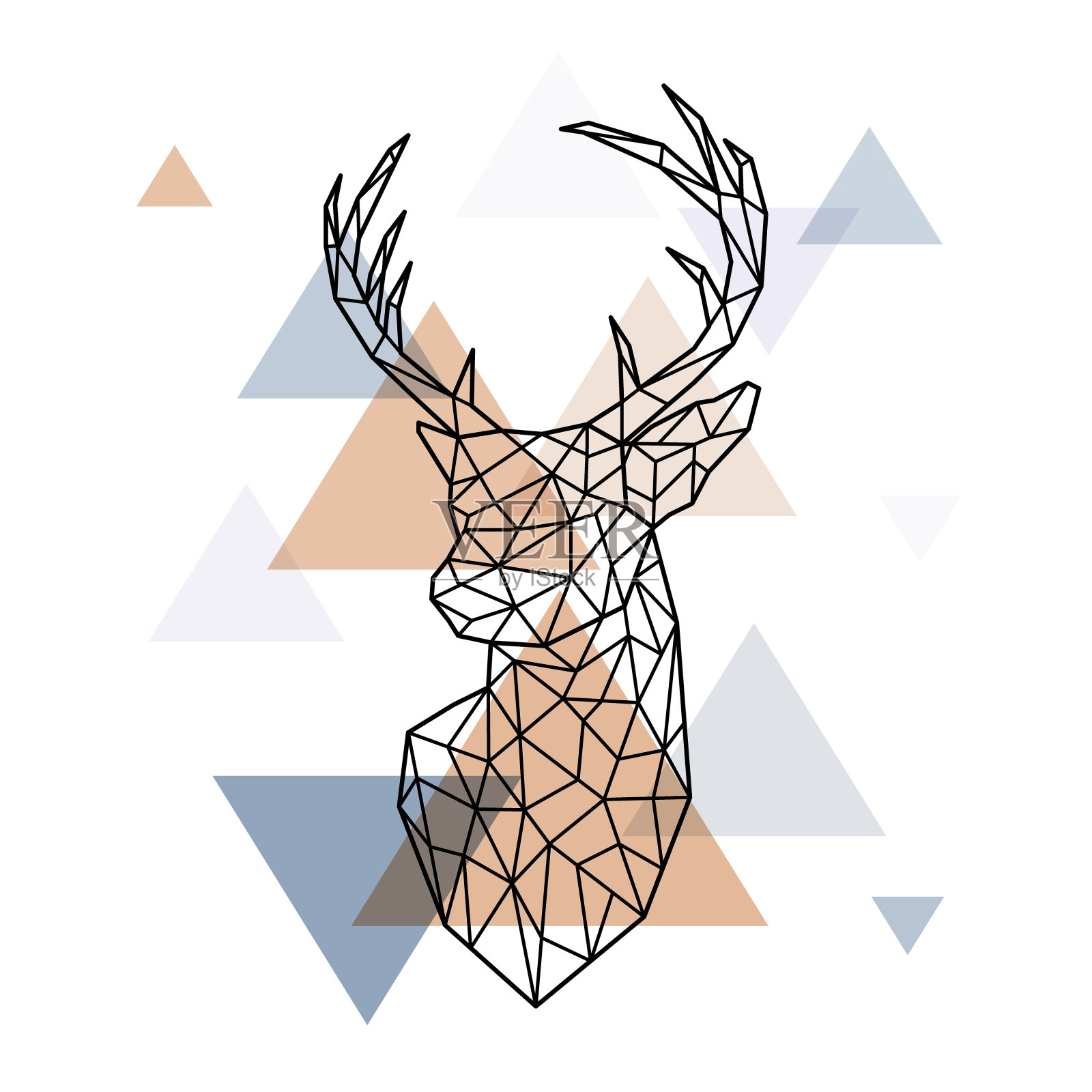 斯堪的纳维亚鹿的几何头部。多边形的风格。北欧风格。设计元素图片