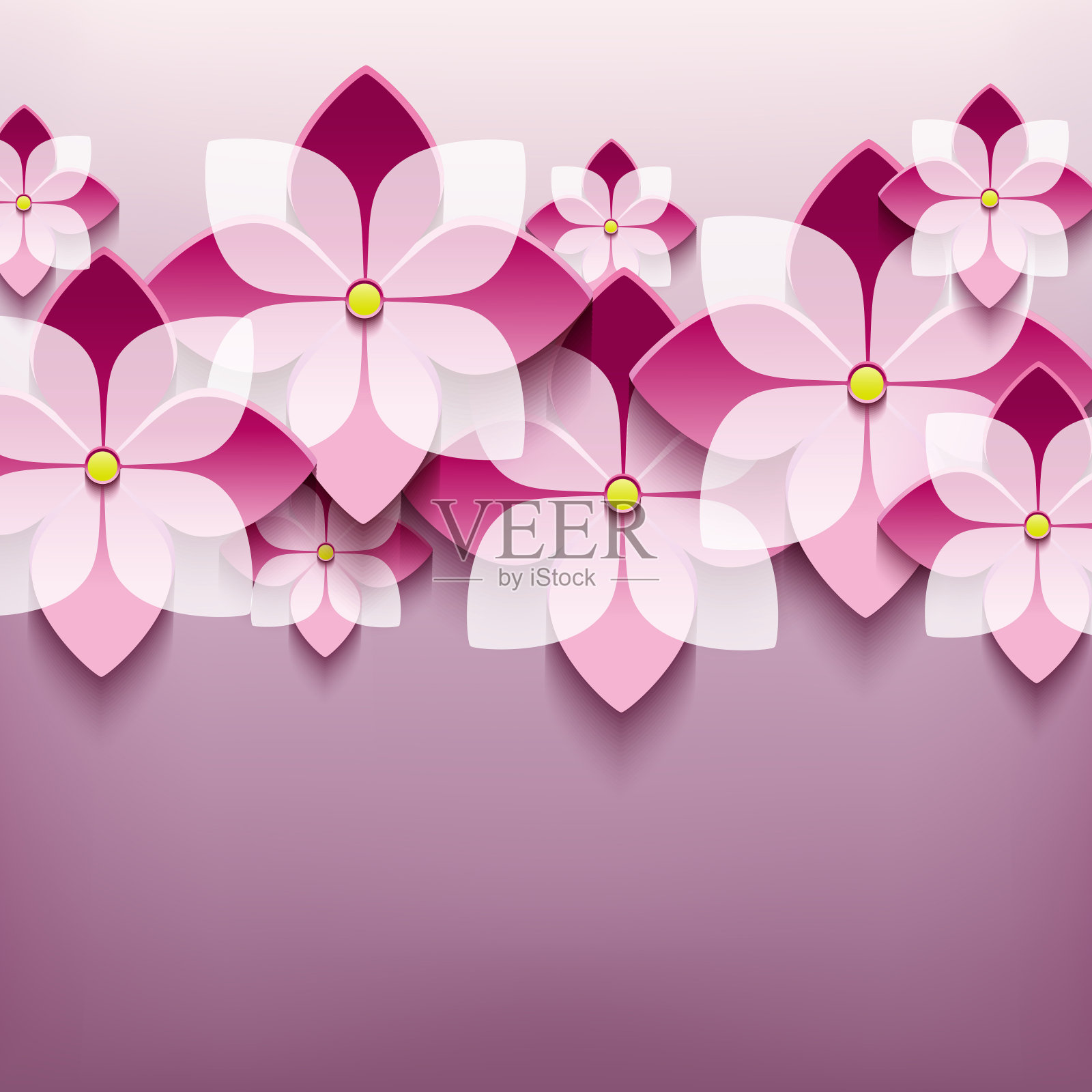 花卉时尚背景与3d花樱花插画图片素材