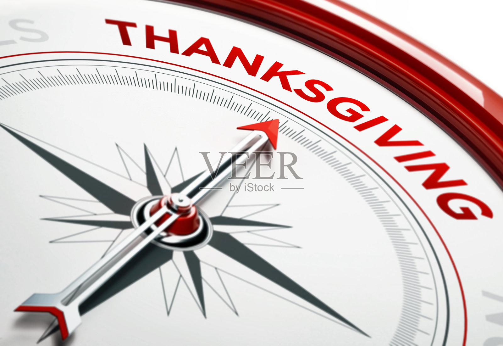 感恩节概念:指南针箭头指向感恩节文本照片摄影图片