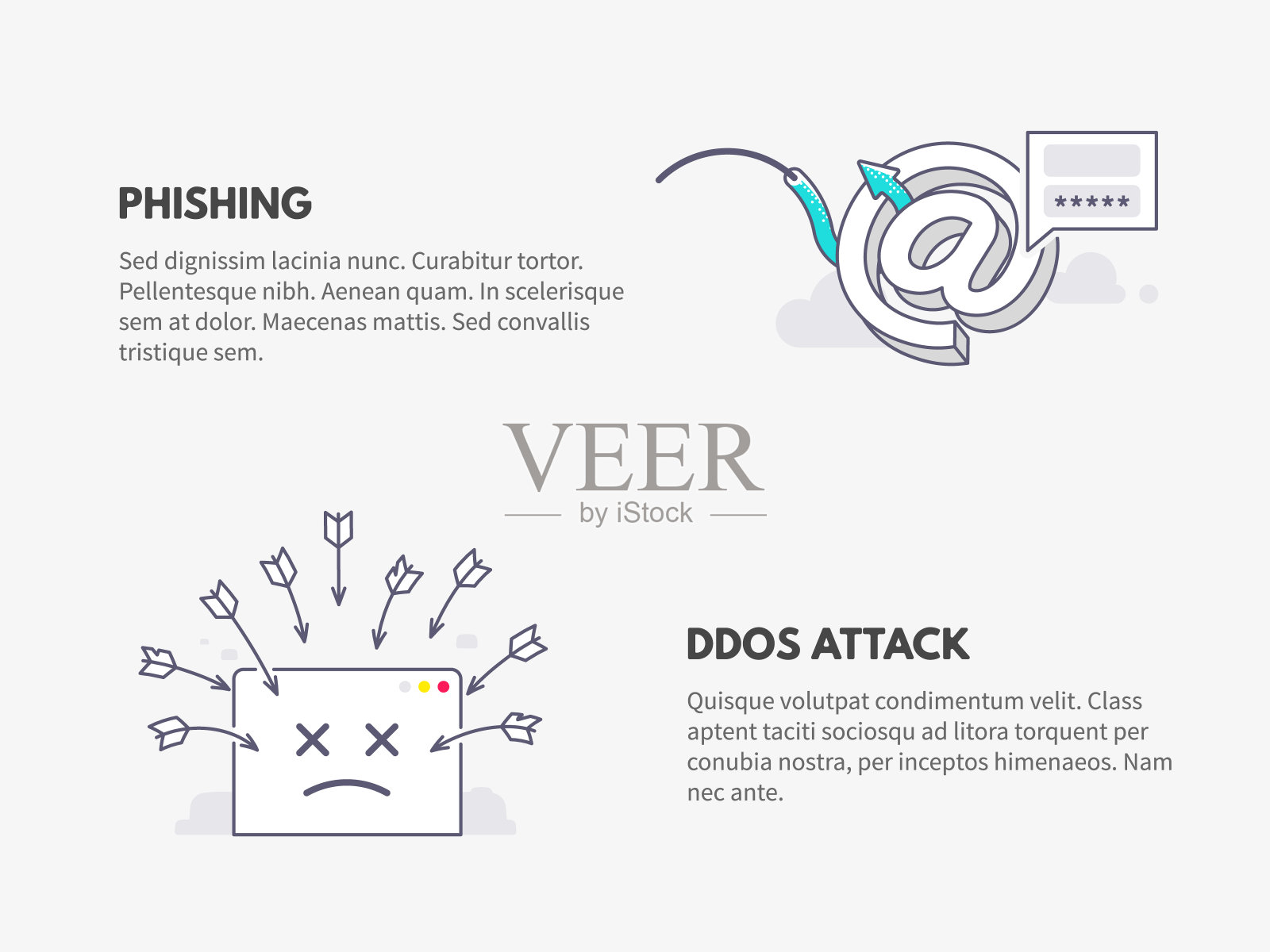 网络钓鱼和DDOS攻击。网络安全的概念。插画图片素材
