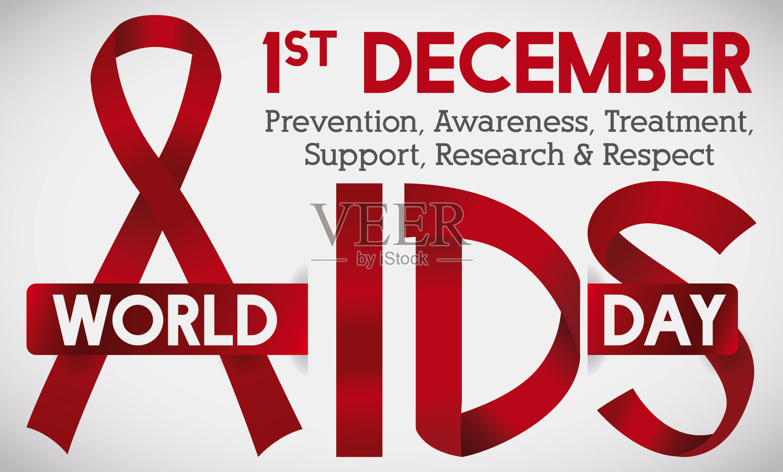 纪念世界艾滋病日的象征性红丝带插画图片素材