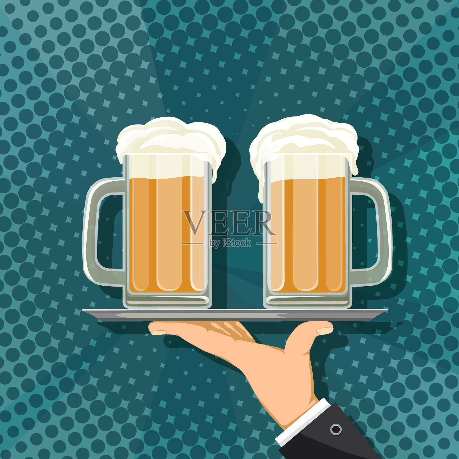 杯子和啤酒插画图片素材