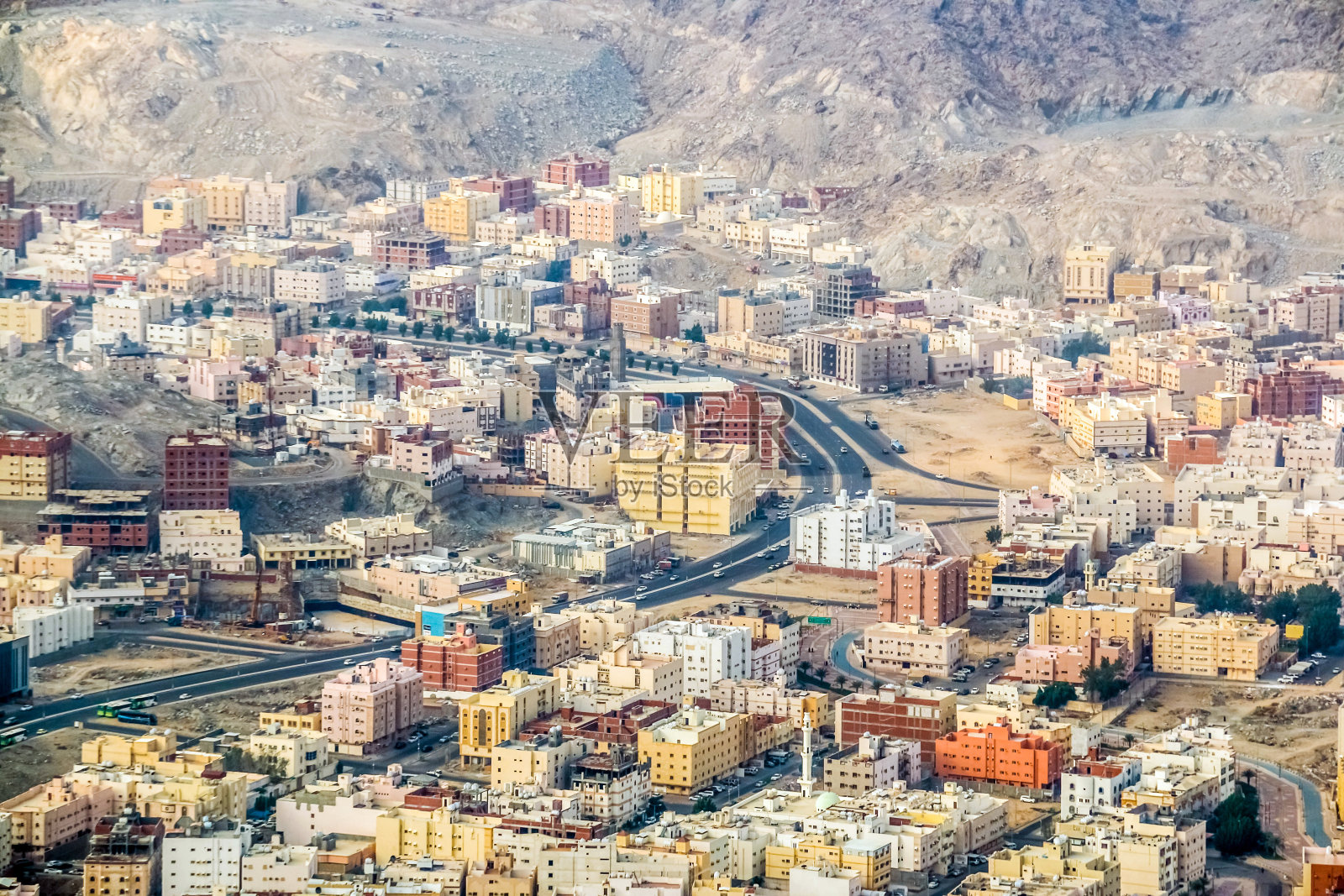 从沙特阿拉伯麦加山看麦加城的美丽景色照片摄影图片