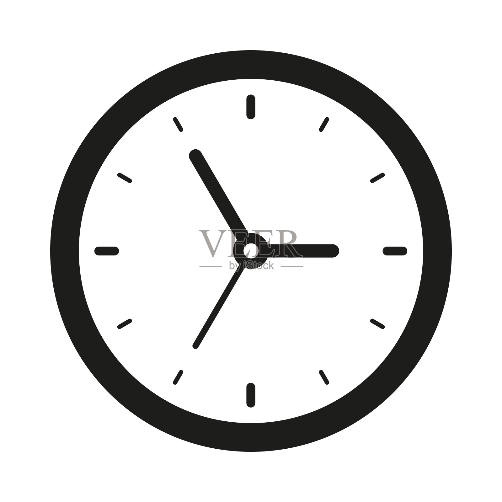 时钟图标在平面风格，黑色定时器在白色背景，商务手表。矢量设计元素为您的项目设计元素图片