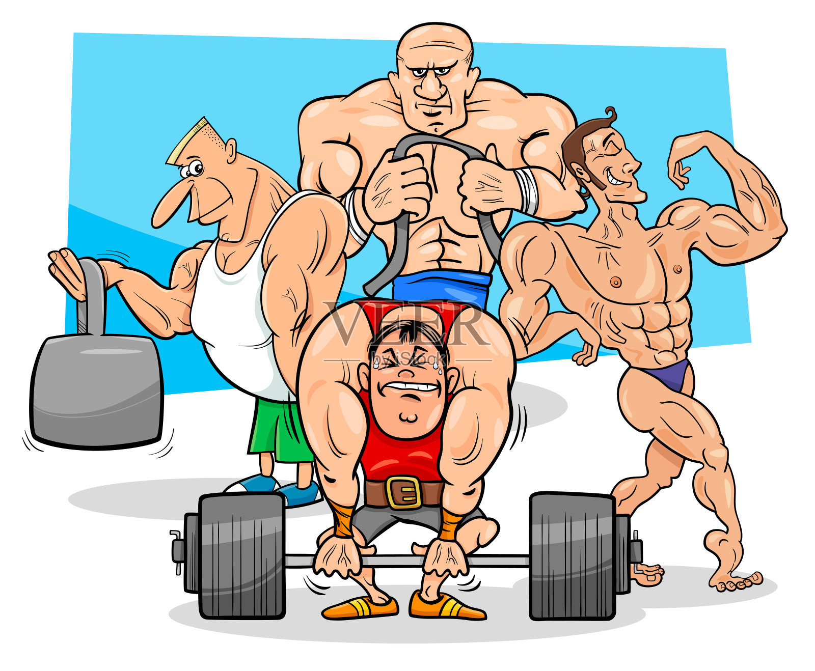 运动员在体育馆的卡通插图插画图片素材