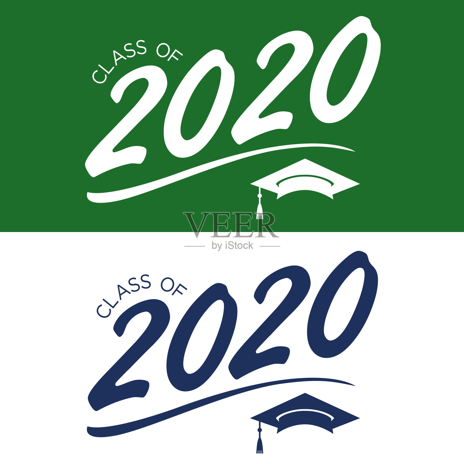 2020届的毕业生，祝贺排版与帽子和流苏的毕业生插画图片素材