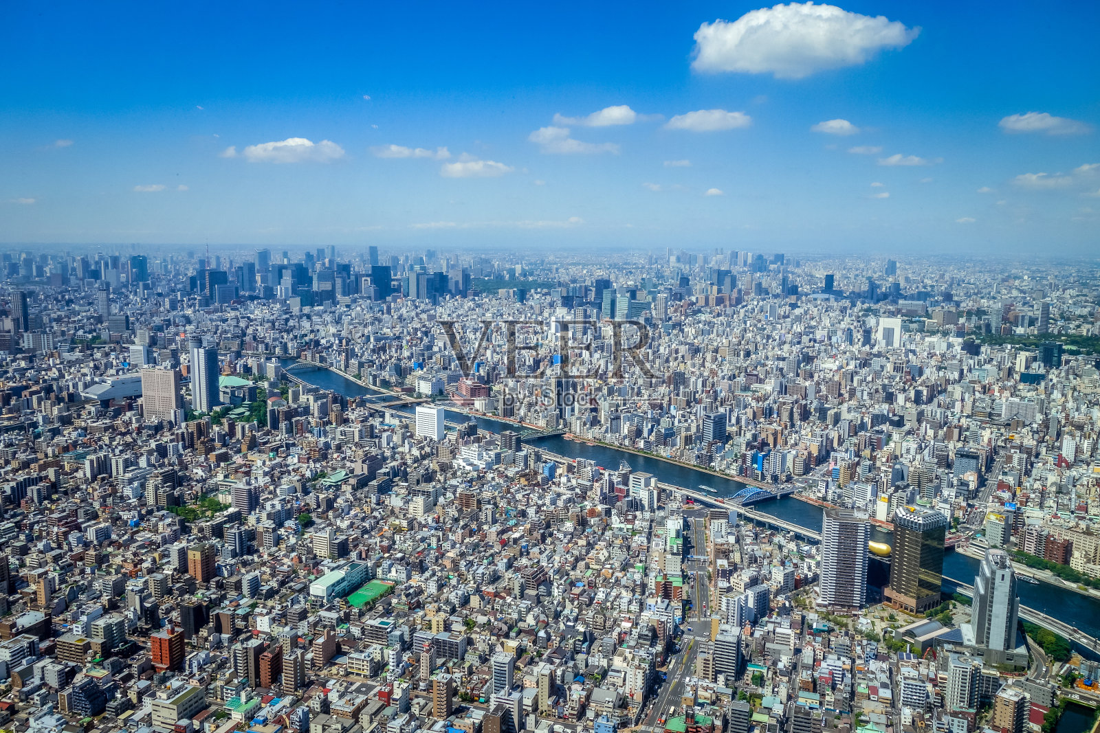 东京城市天际鸟瞰图，日本照片摄影图片
