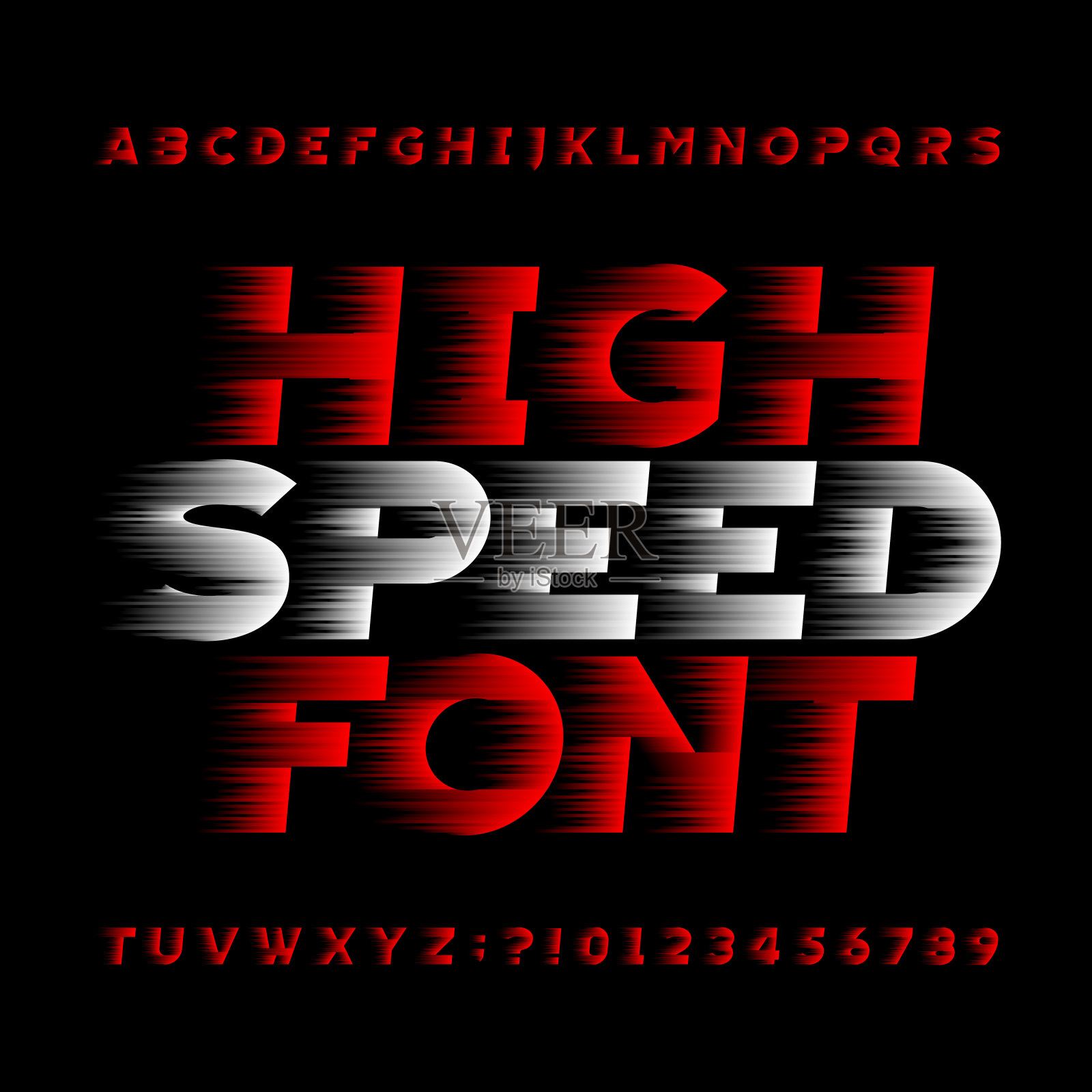 高速字母矢量字体。风效应型字母。插画图片素材