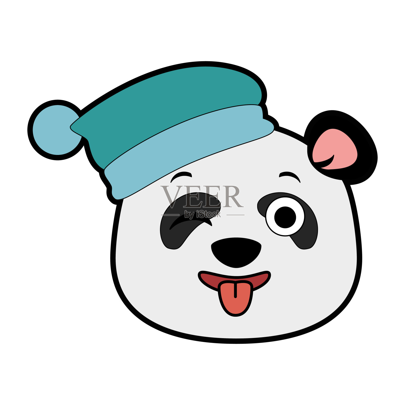 可爱的熊猫疯狂的表情卡哇伊插画图片素材