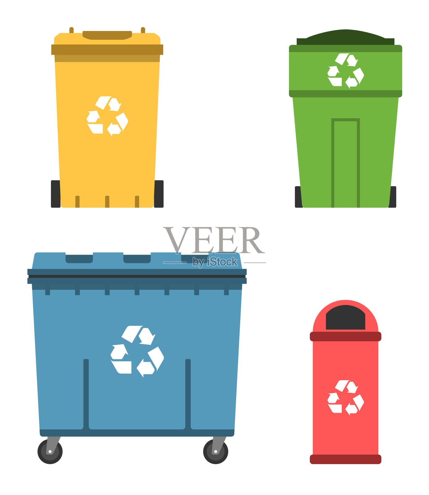 鞭挞和回收可以。垃圾容器。设计元素图片