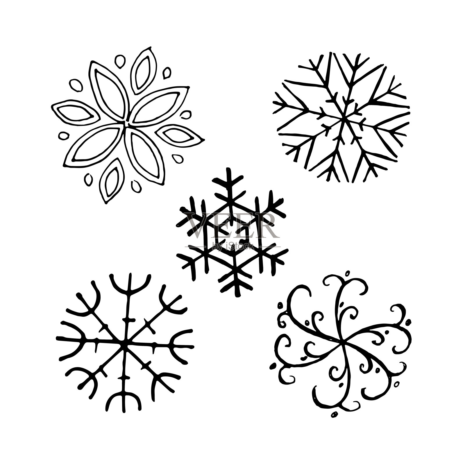 绘画插图矢量剪影抽象方形画幅问候俄罗斯水晶冰霜雪雪花装饰符号