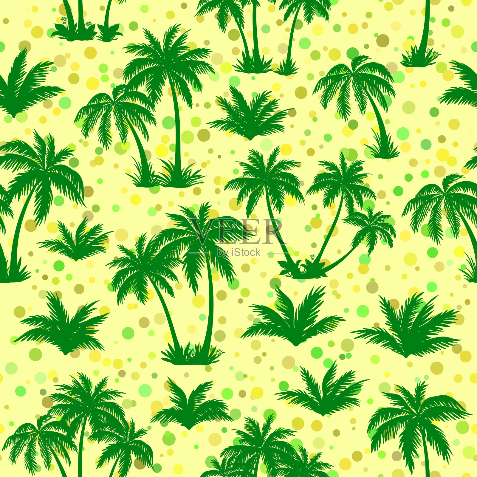 热带棕榈树的轮廓无缝插画图片素材