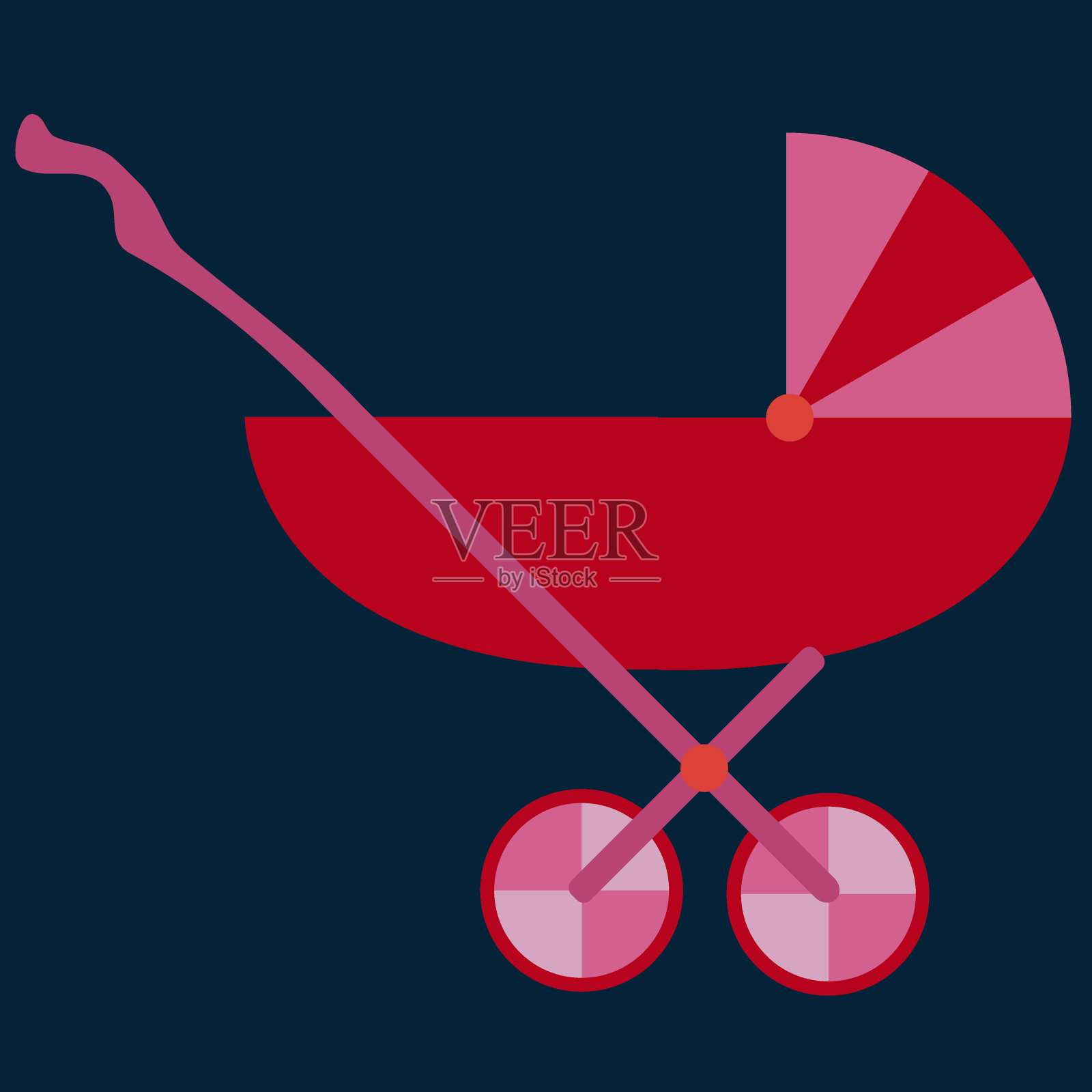婴儿车推车。红宝宝的婴儿车。平面设计。孩子运输。矢量图插画图片素材