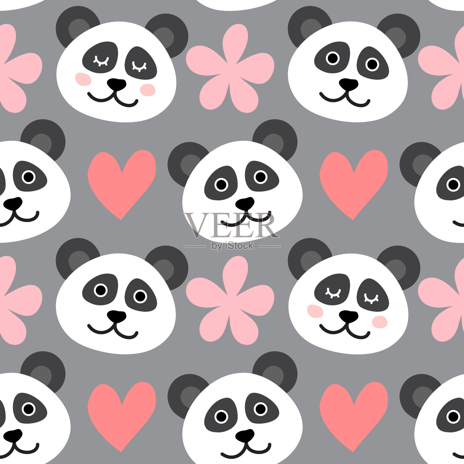 熊猫无缝模式插画图片素材