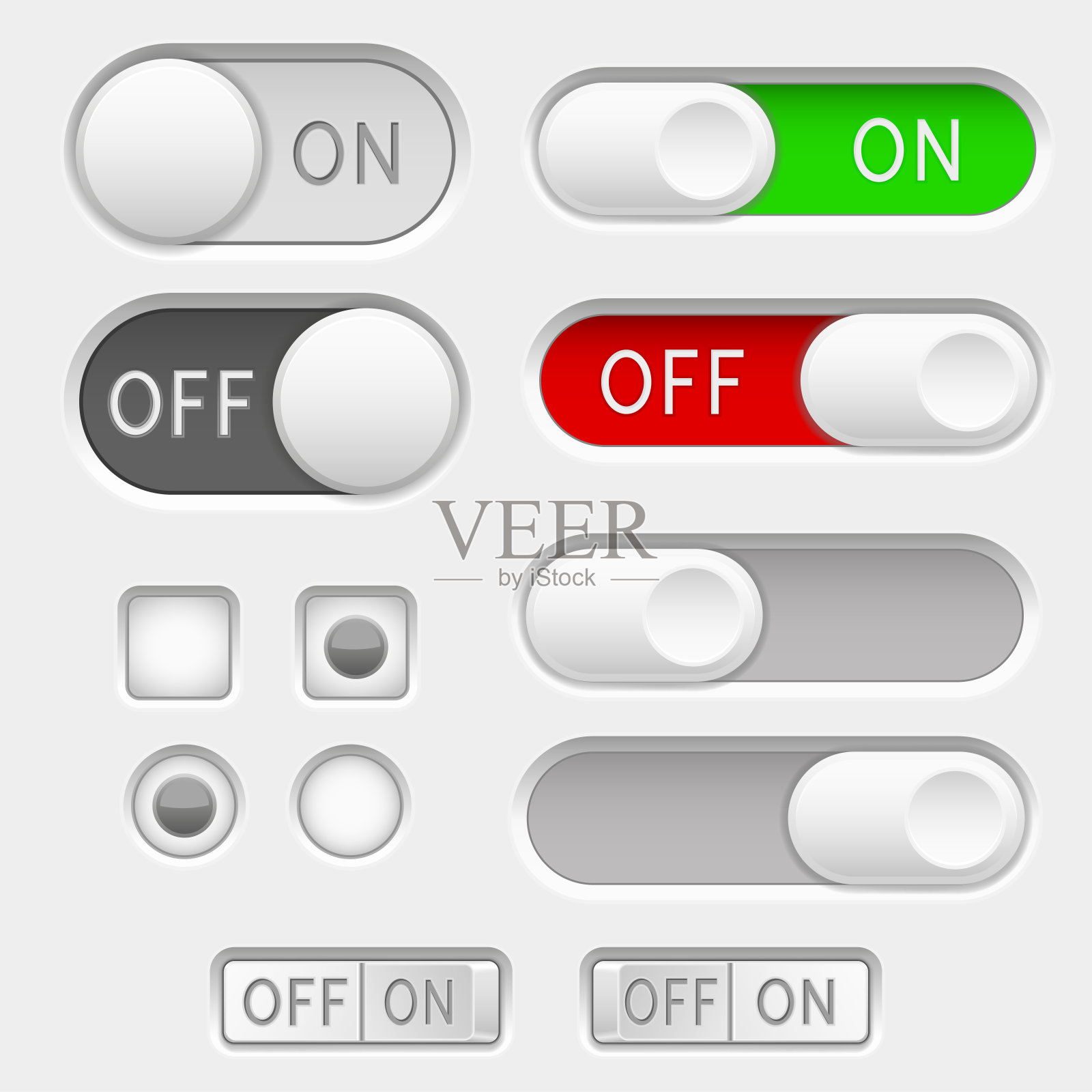开关滑块按钮。单选按钮设计元素图片