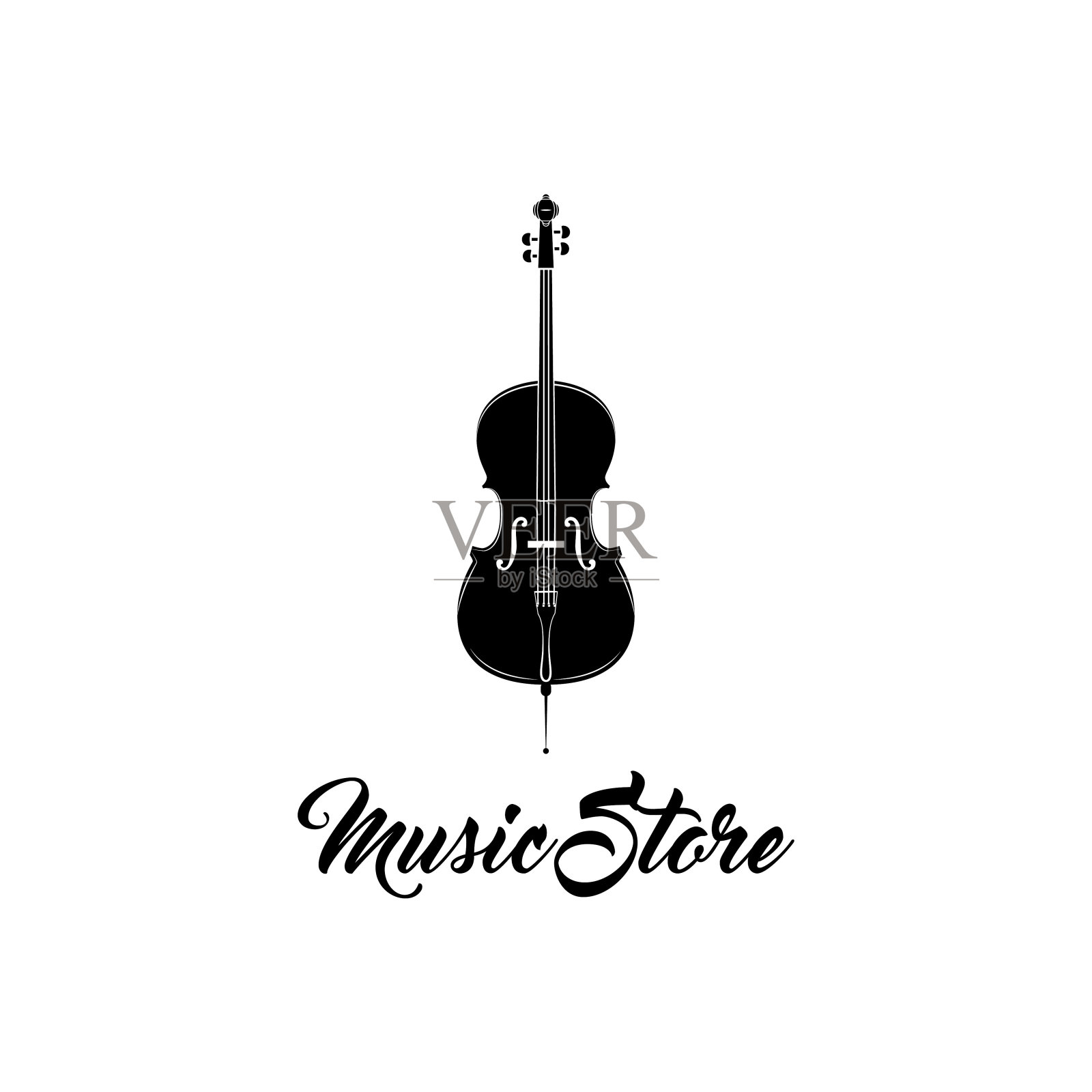 小提琴图标。经典的弦乐器。音乐商店图标。矢量插图。插画图片素材