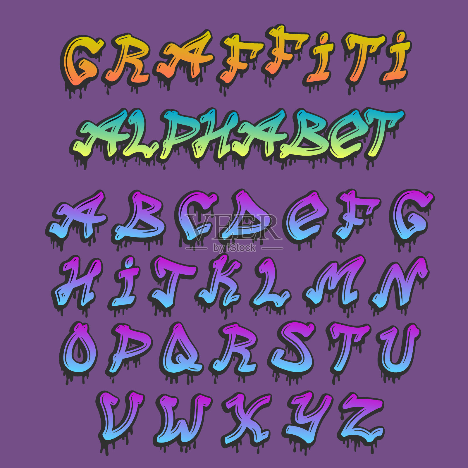 涂鸦字母向量手绘垃圾字体油漆符号设计油墨风格纹理排版设计元素图片