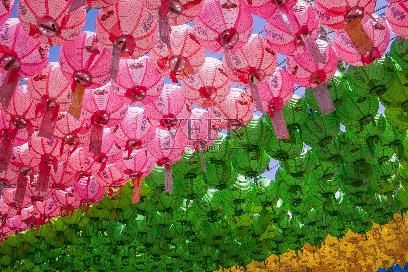 韩国石阁蓝佛寺的纸灯笼照片摄影图片