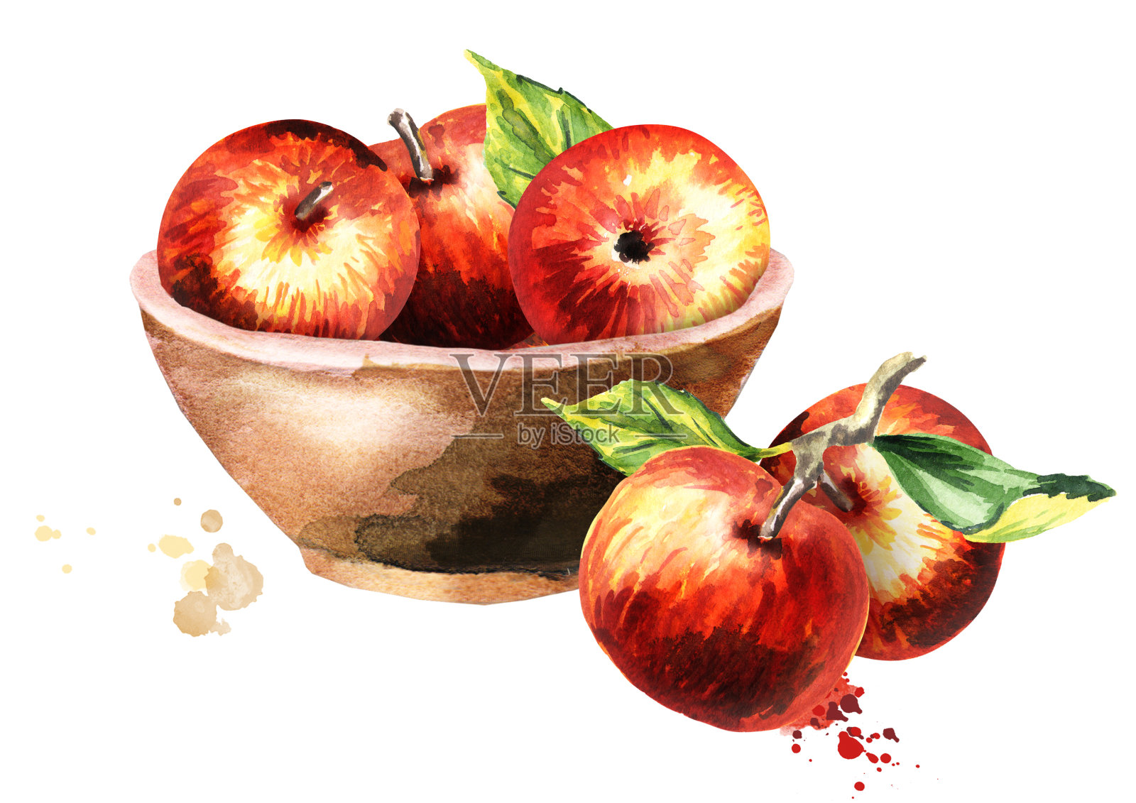 碗苹果。水彩插图插画图片素材