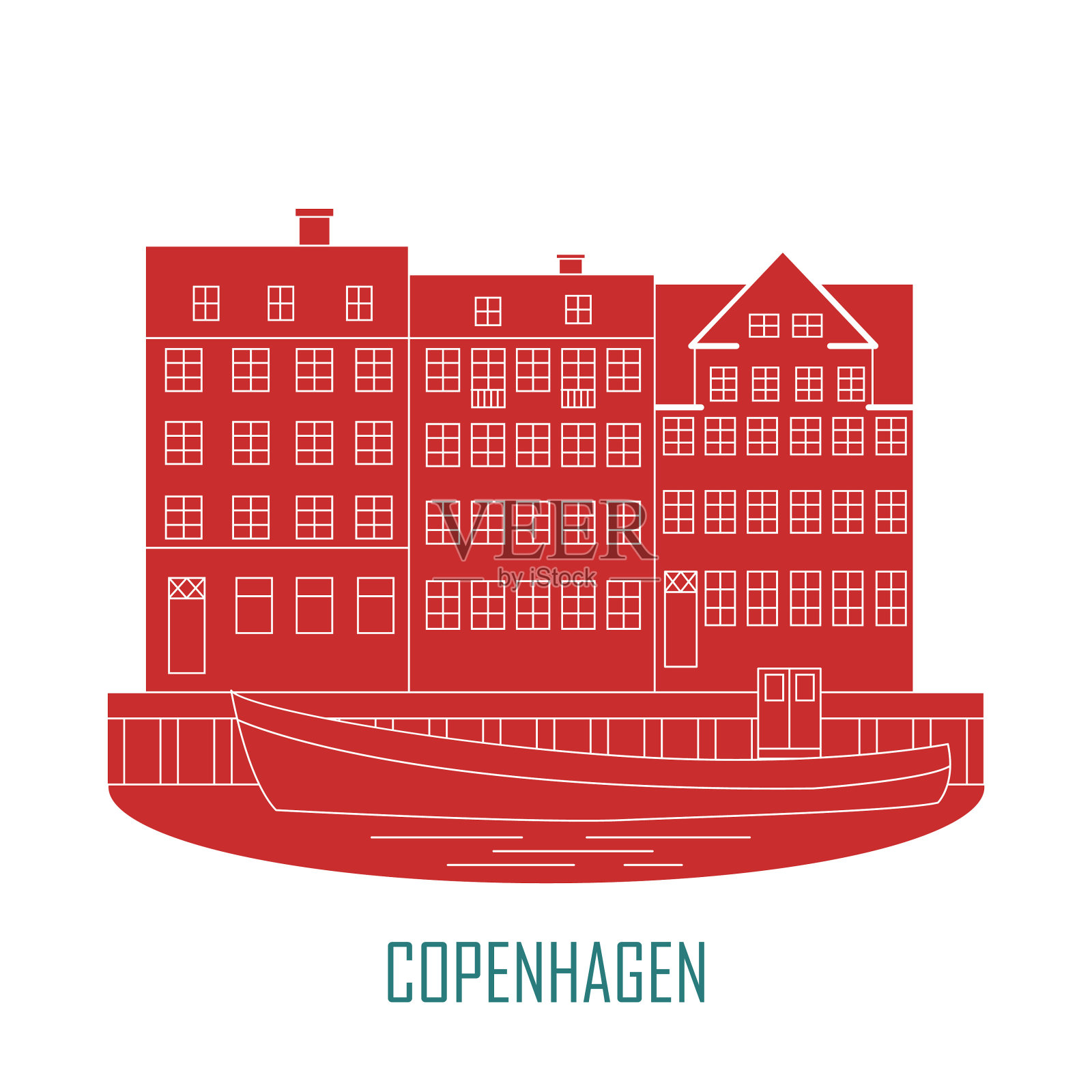 丹麦，古老的欧洲城市标志插画图片素材