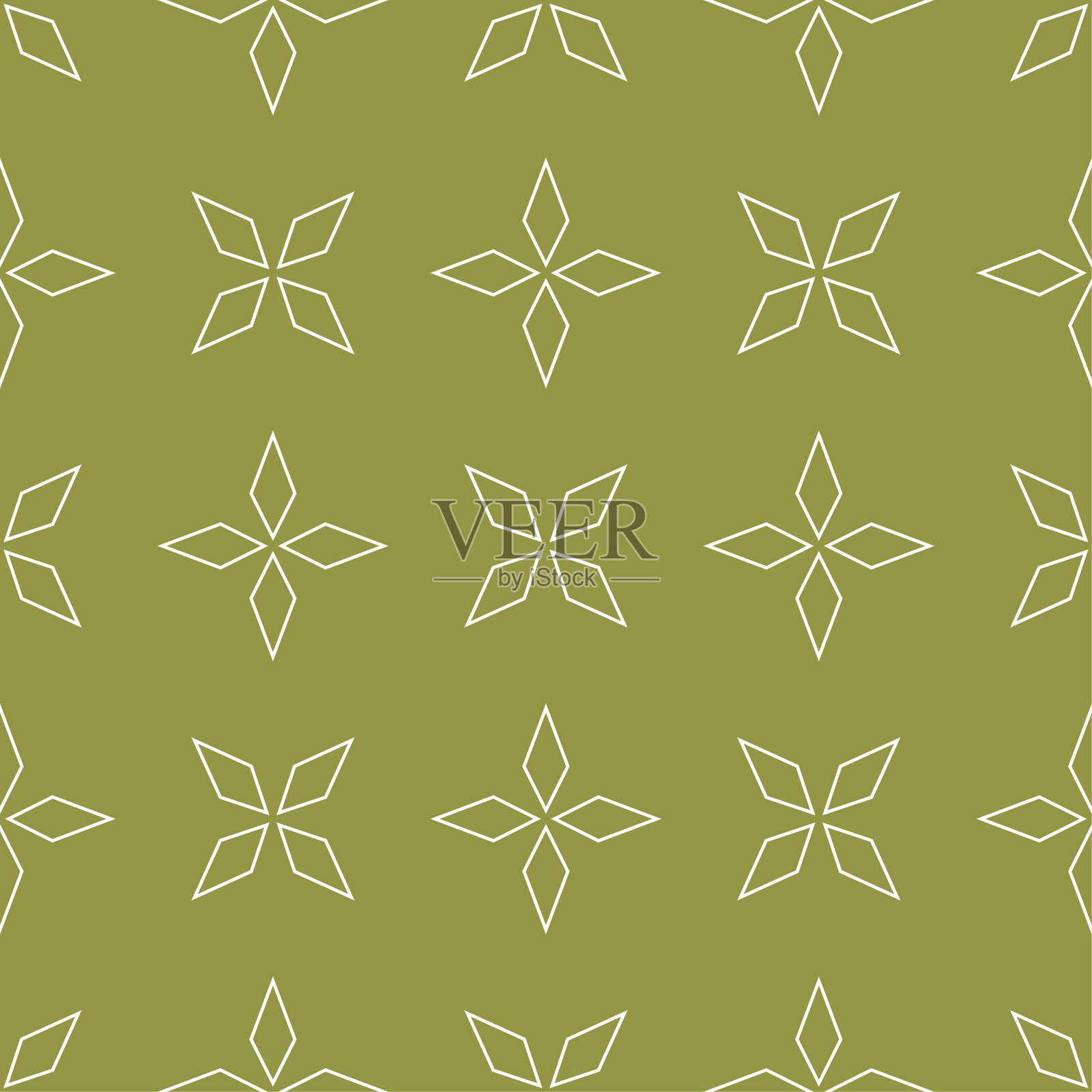 几何装饰。橄榄绿和白色的无缝图案插画图片素材