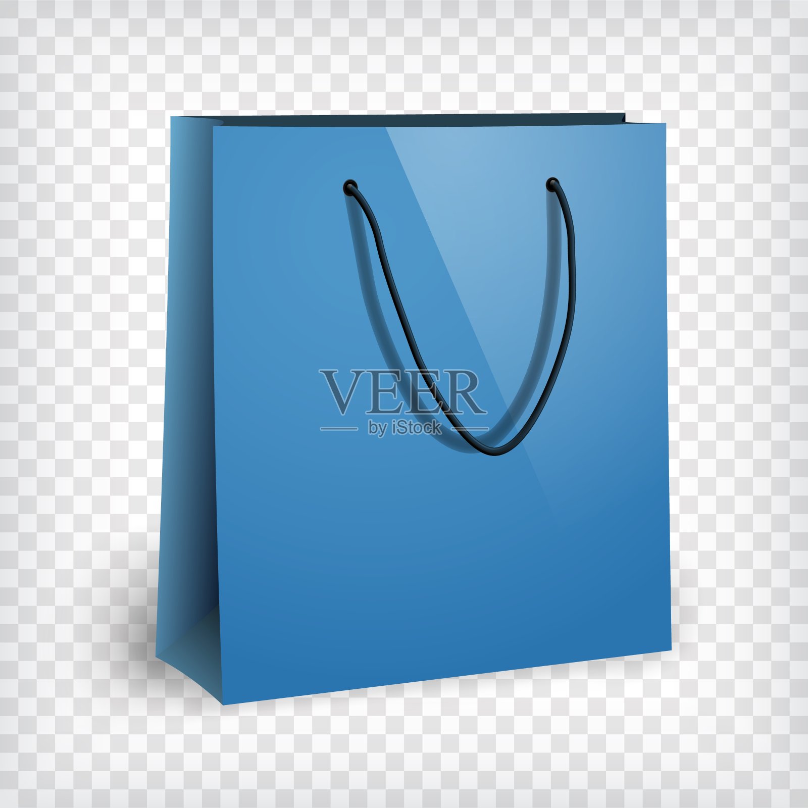 空白蓝色购物袋模型插画图片素材