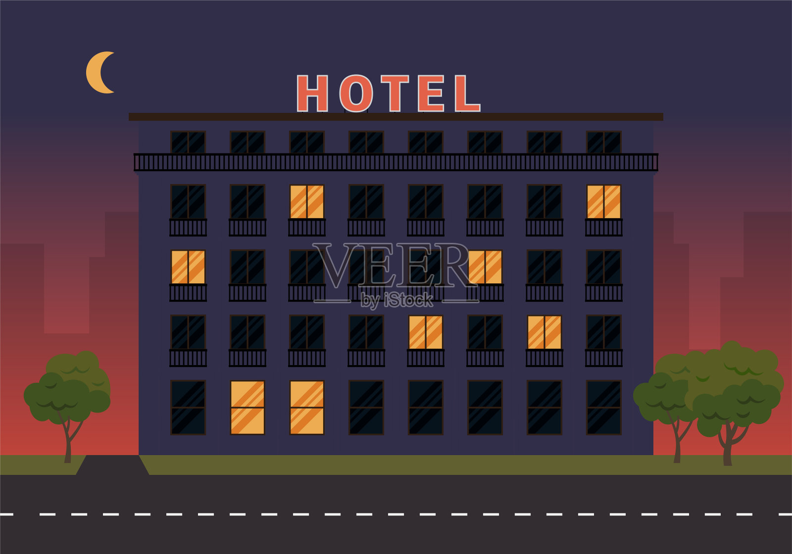 酒店建筑矢量插画图片素材