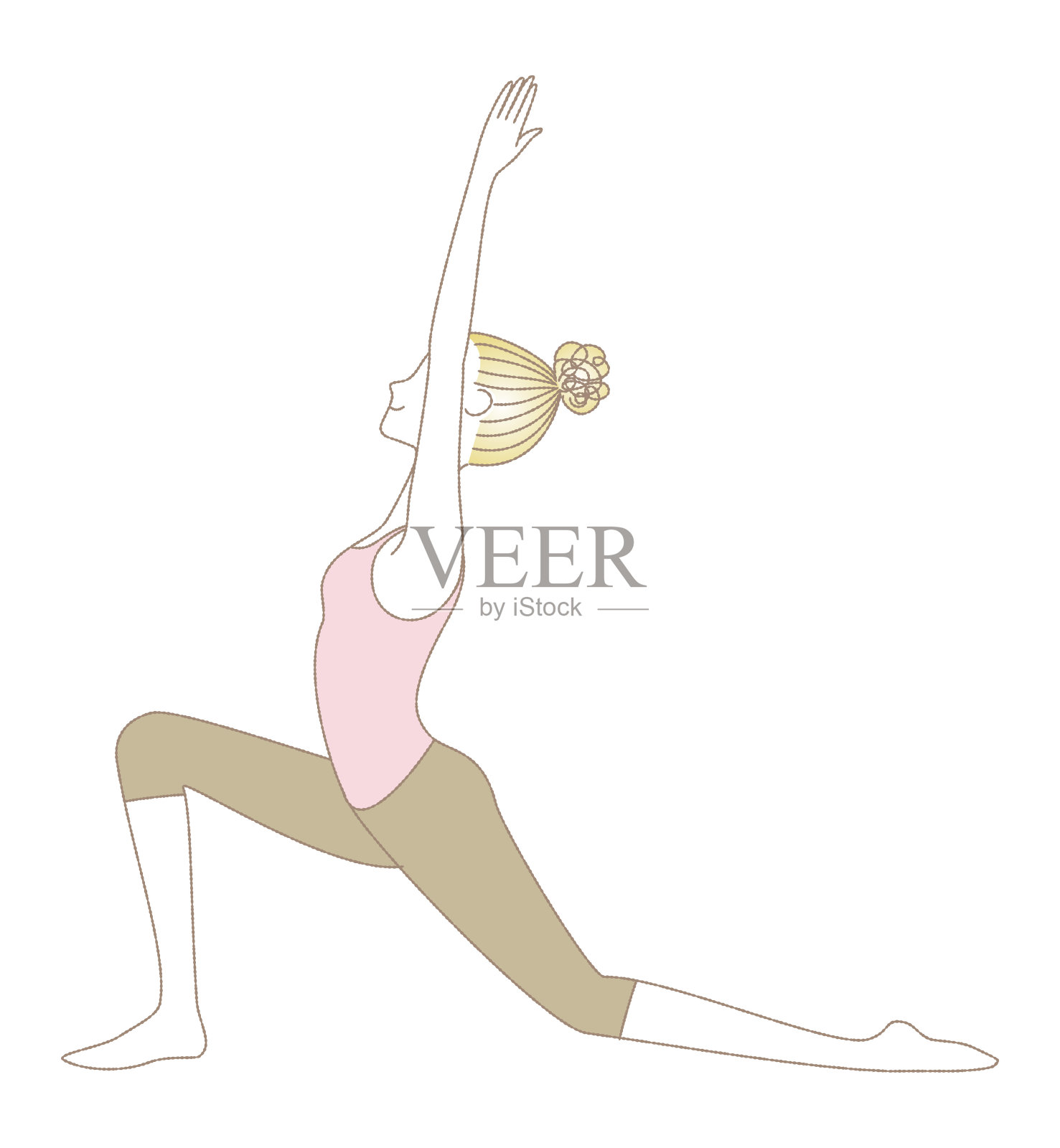 瑜伽姿势，女人在低弓步插画图片素材