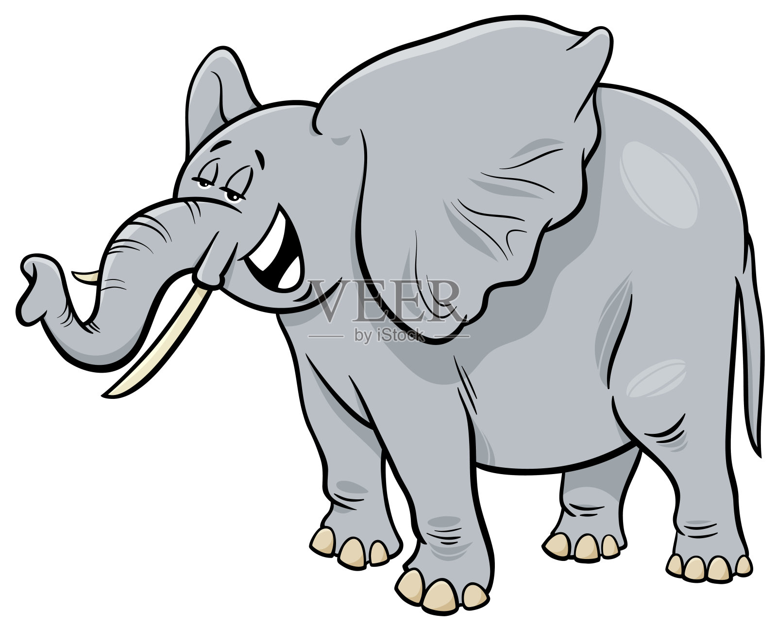 非洲灰色大象动物卡通人物设计元素图片