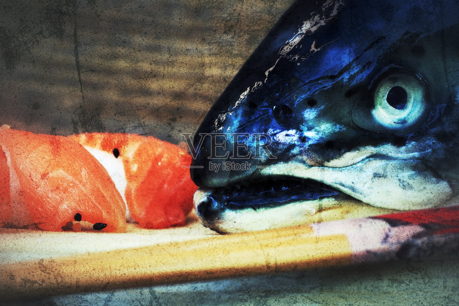 鲑鱼是制作寿司时最受欢迎的鱼类之一照片摄影图片