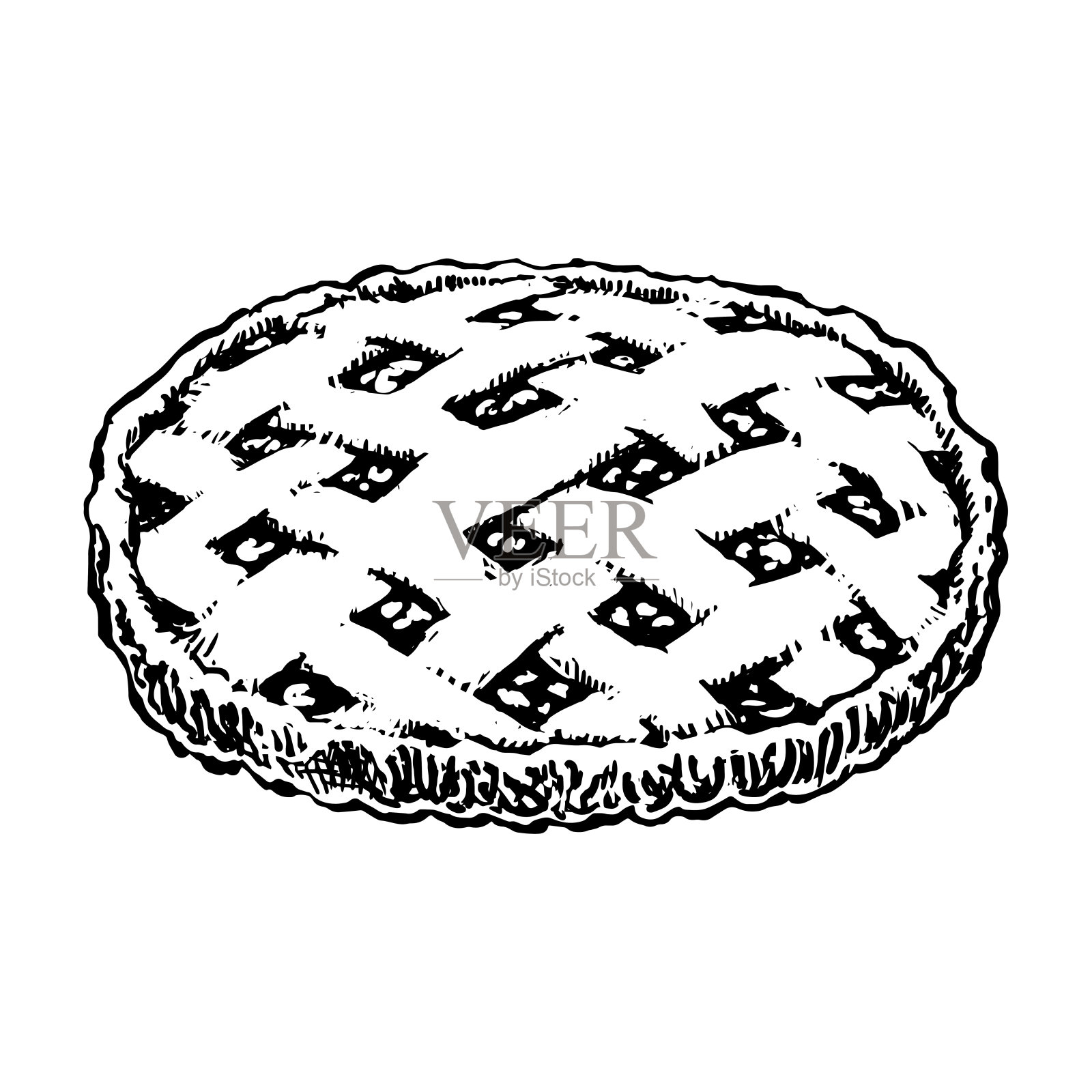 苹果派素描图标。自制蛋糕手工绘制复古矢量插图孤立设计元素图片