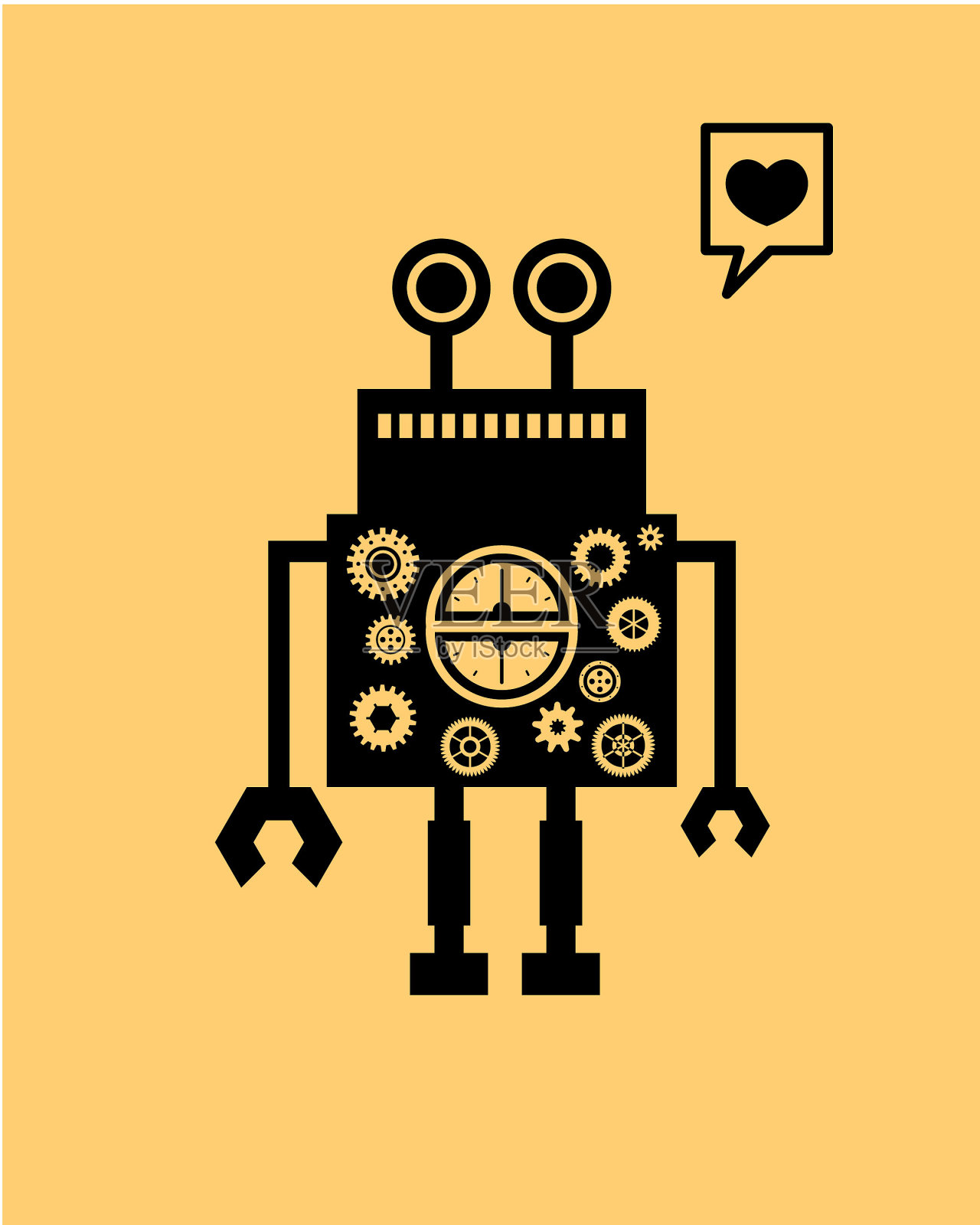 爱机器人涂鸦插画图片素材