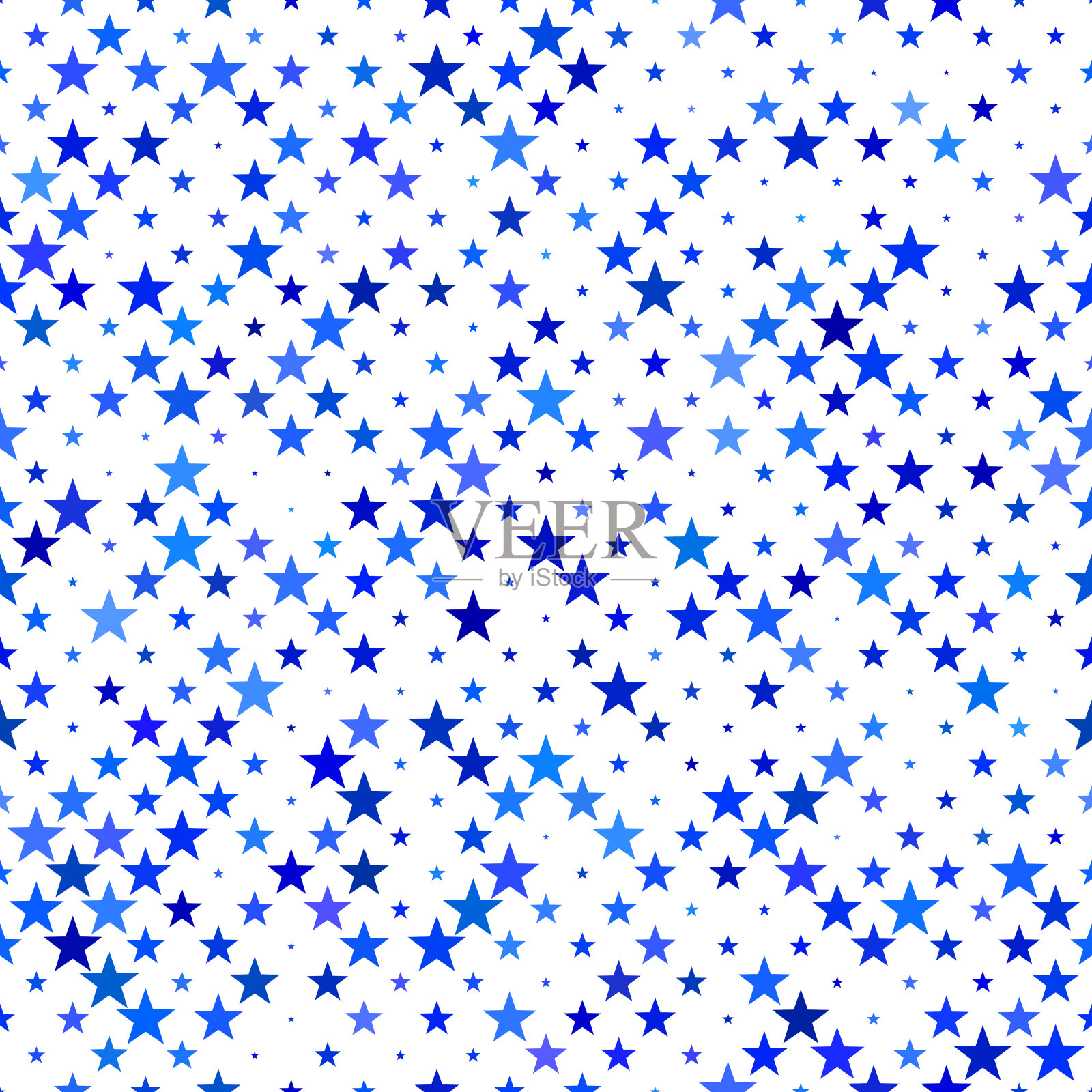 蓝色无缝星形图案背景-矢量设计插画图片素材