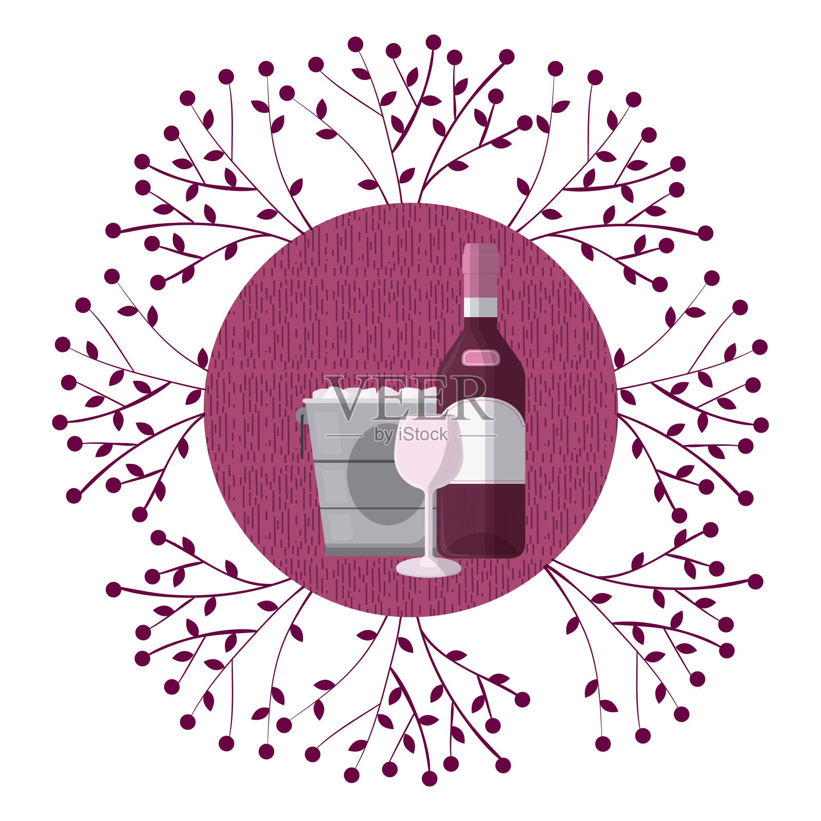 葡萄酒圆象征插画图片素材