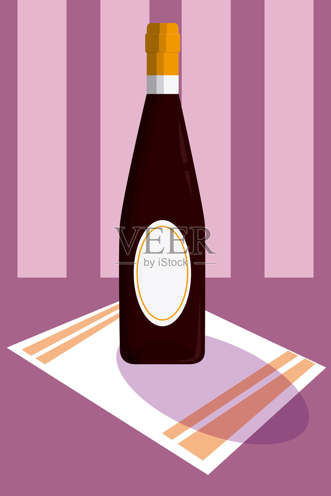 酒瓶盖在桌布上插画图片素材