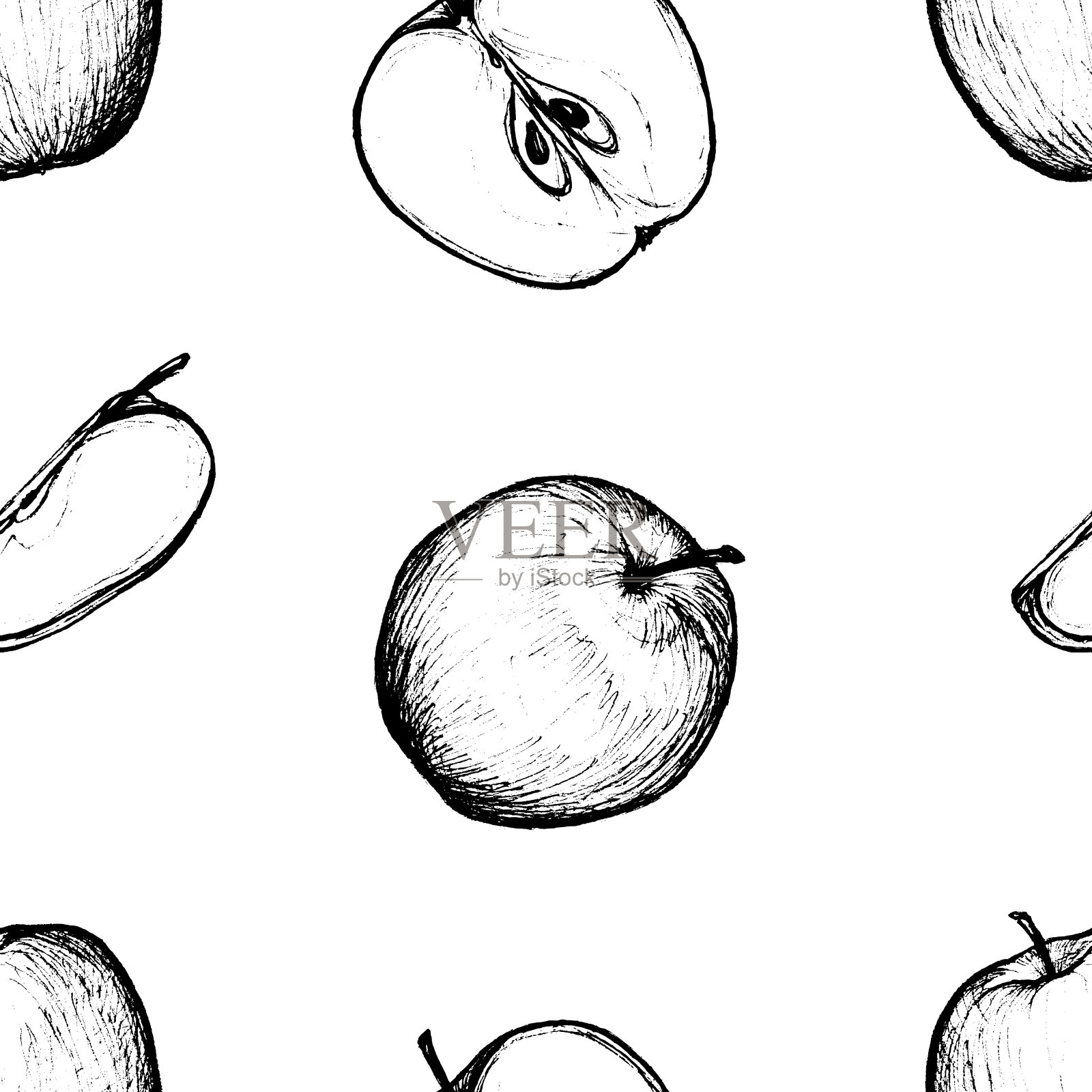 水果菜单-苹果-图形无缝图案插画图片素材