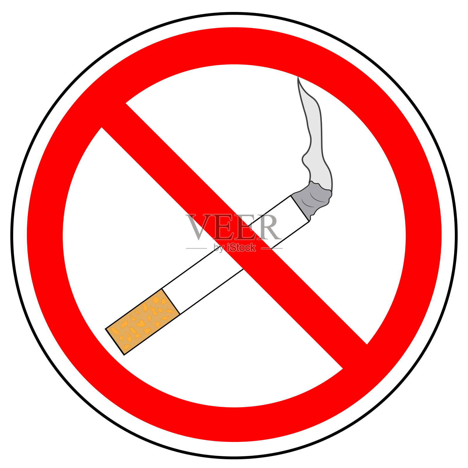 禁止吸烟标志，带菌者。禁止吸烟区域。插画图片素材