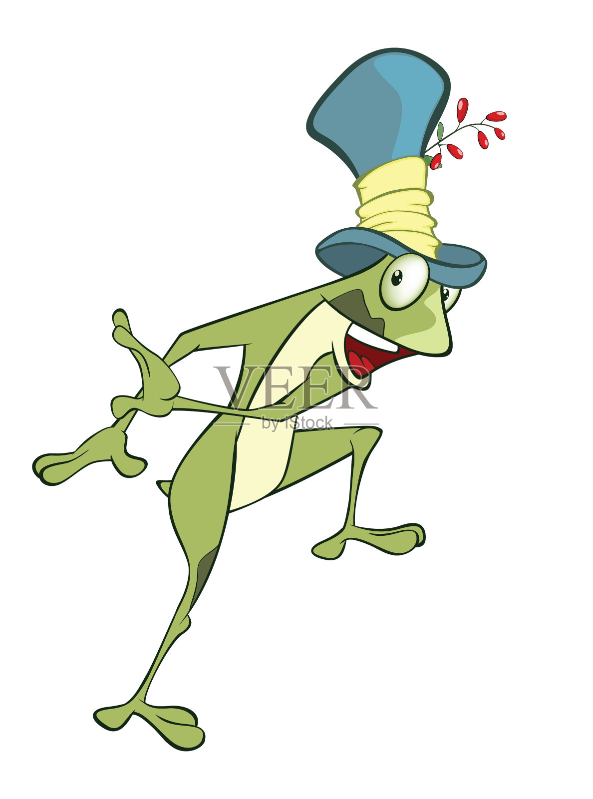 插图可爱的绿色青蛙卡通人物插画图片素材