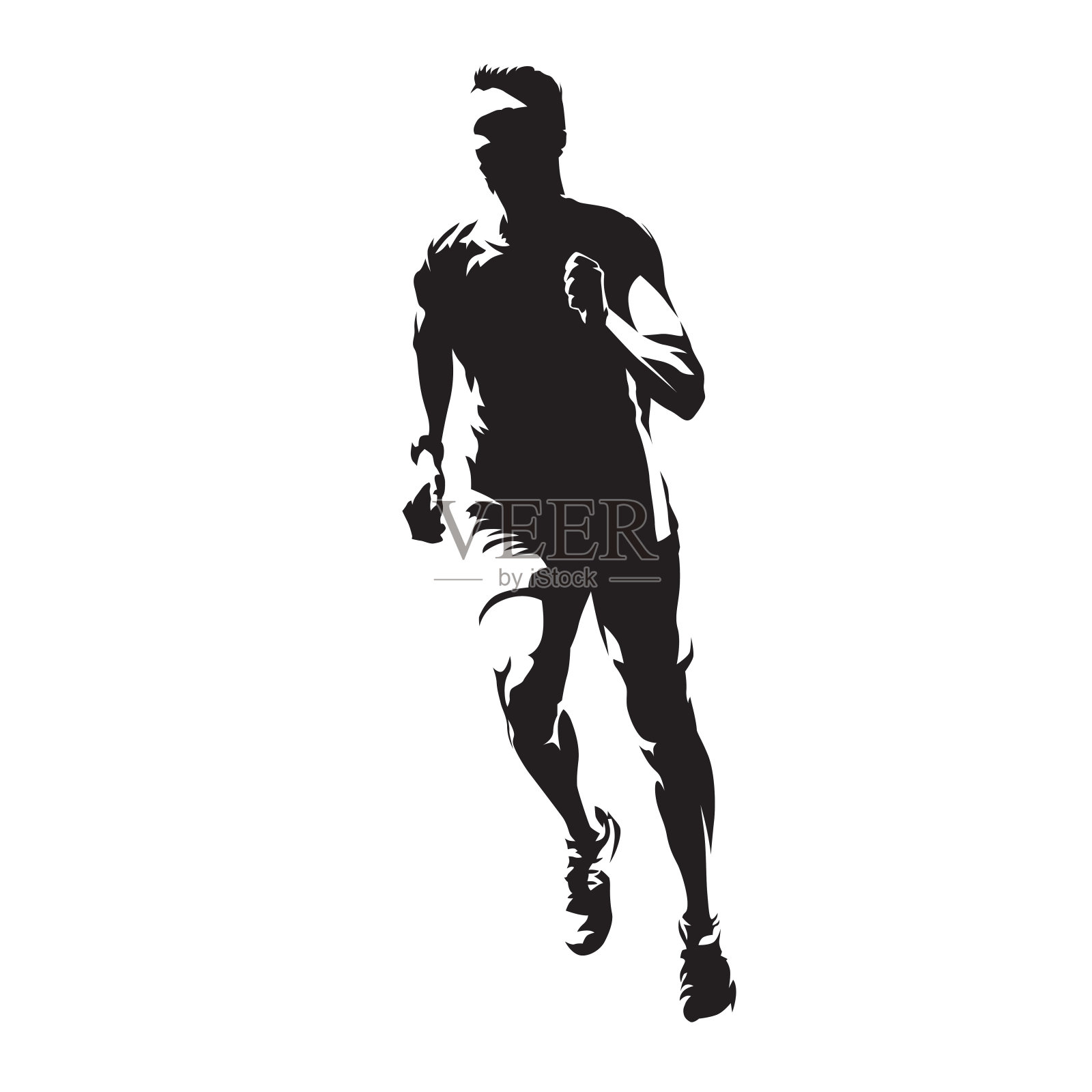 跑步的人，正面，健康的生活方式，孤立的矢量剪影。跑步,运动设计元素图片