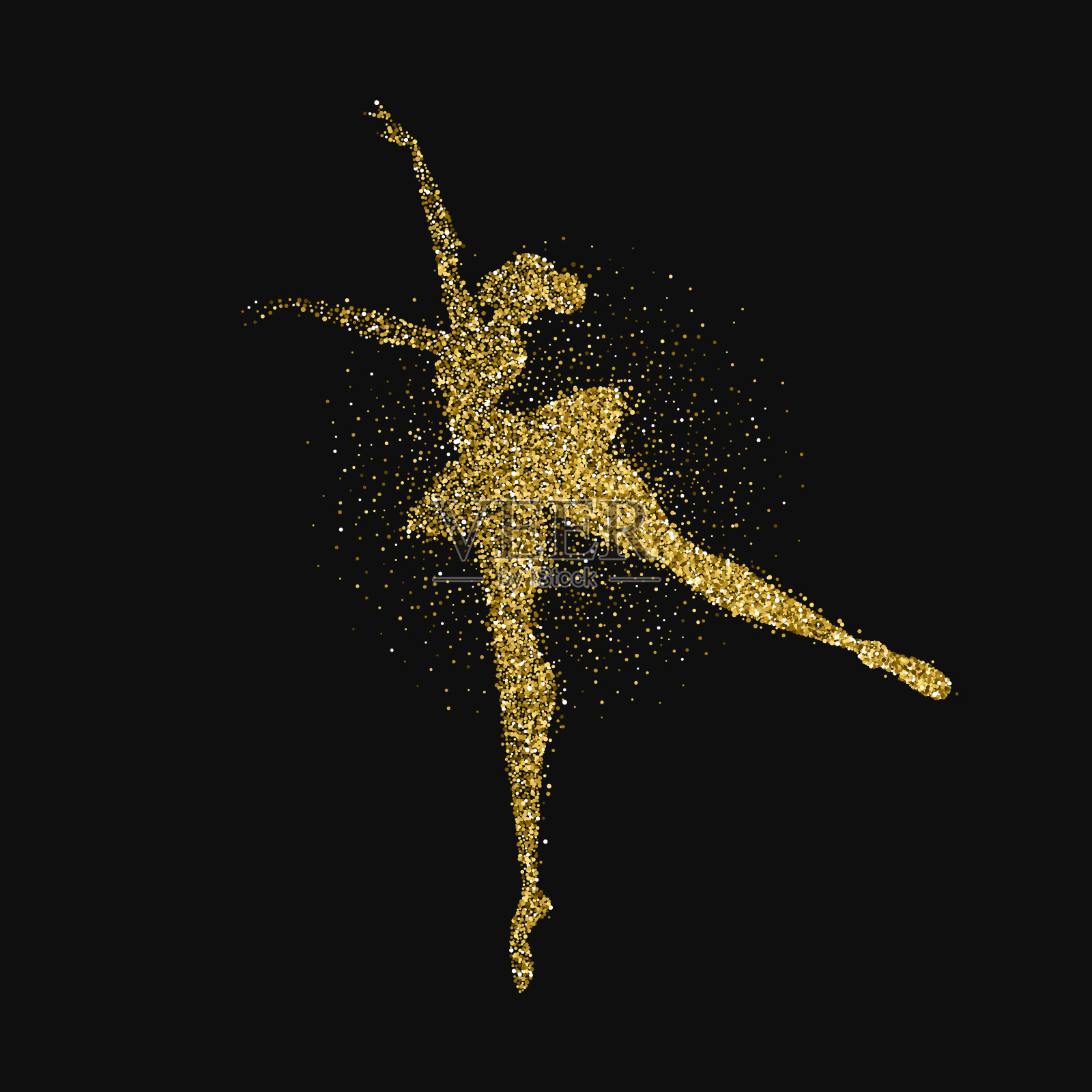 芭蕾舞女演员金色闪光飞溅背景插画图片素材