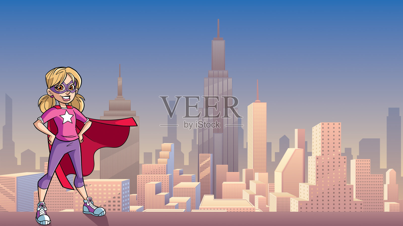 《小超女城市背景》插画图片素材