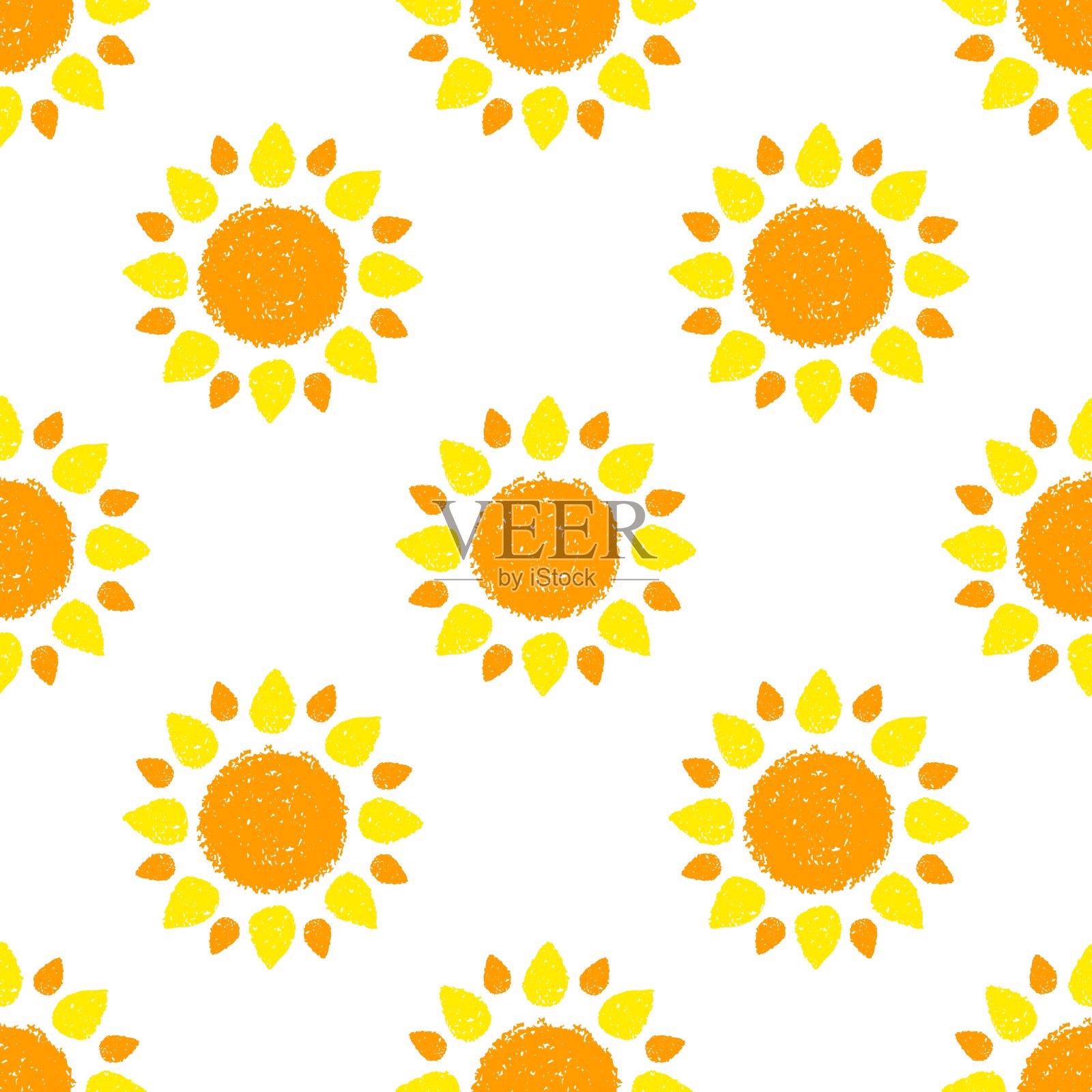 黄色和橙色太阳的无缝图案插画图片素材