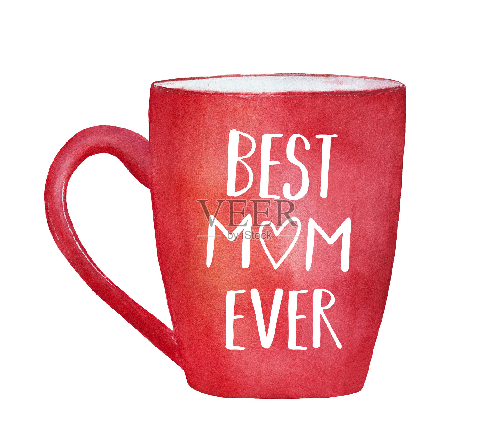 红色水彩杯上写着“史上最好的妈妈”。插画图片素材
