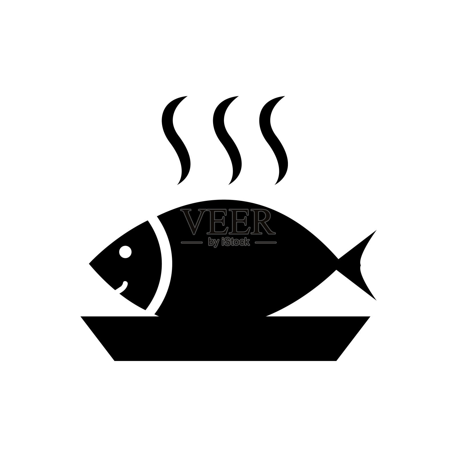 鱼烤架线图标孤立在白色背景。矢量图标的鱼在烧烤盘上的信息图，网站或应用程序。图标设计在一个网格系统。图标素材